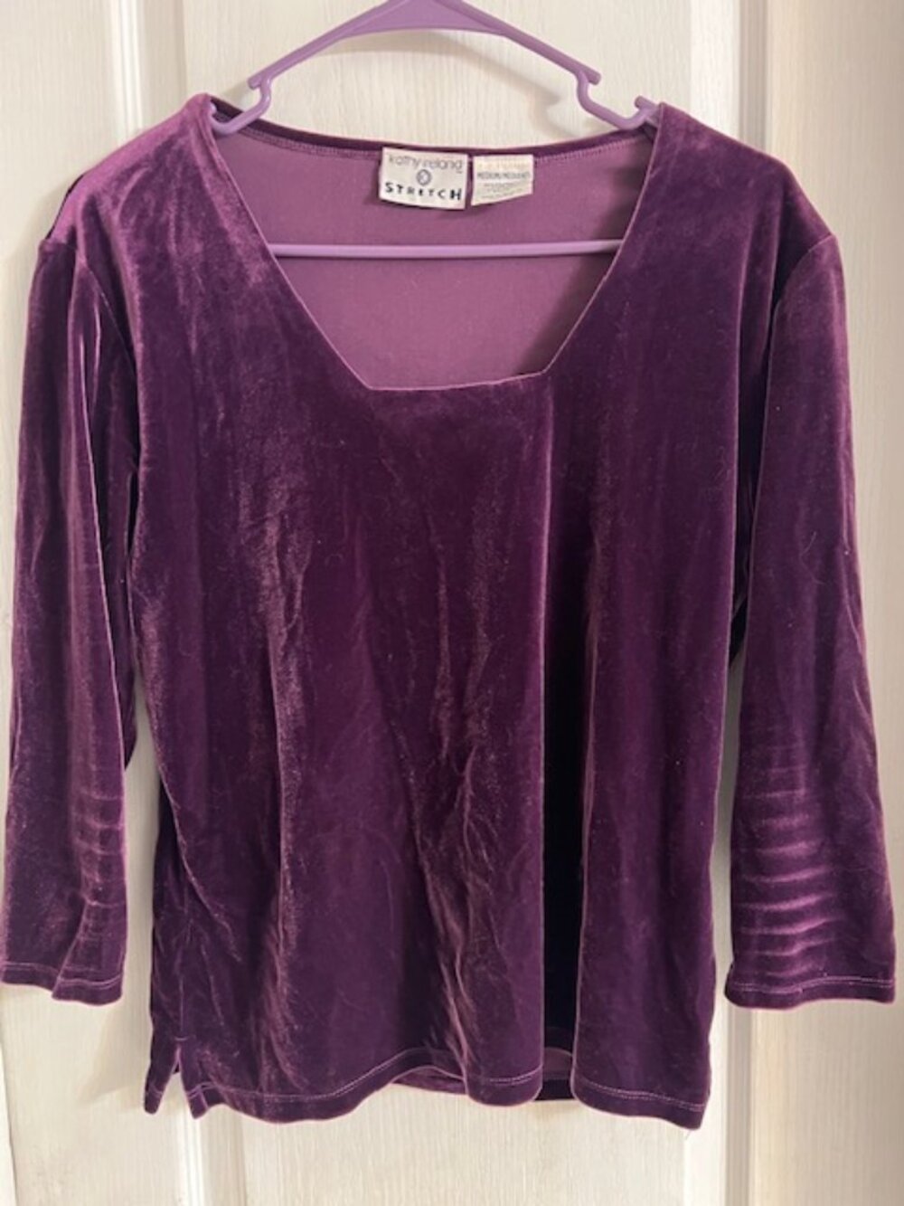 Purple Blouse with 3/4 Length Sleeves Women's M